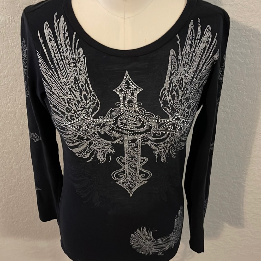 Cross with Angel Wings Top